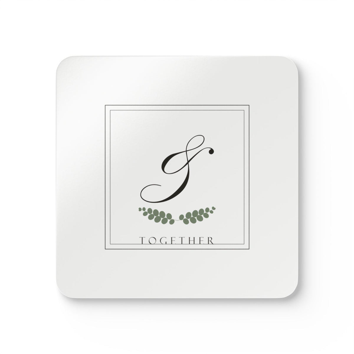 Minimalist Ampersand Corkwood Coaster Set Wedding Gift