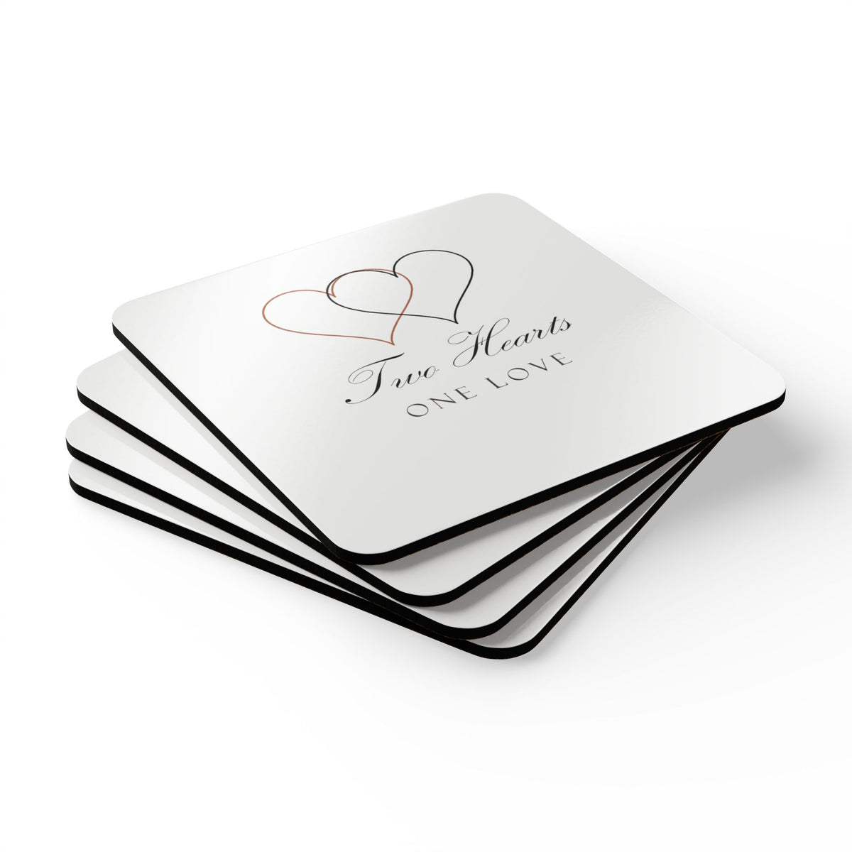 Two Hearts One Love Cork Coaster Set Wedding Gift for Home