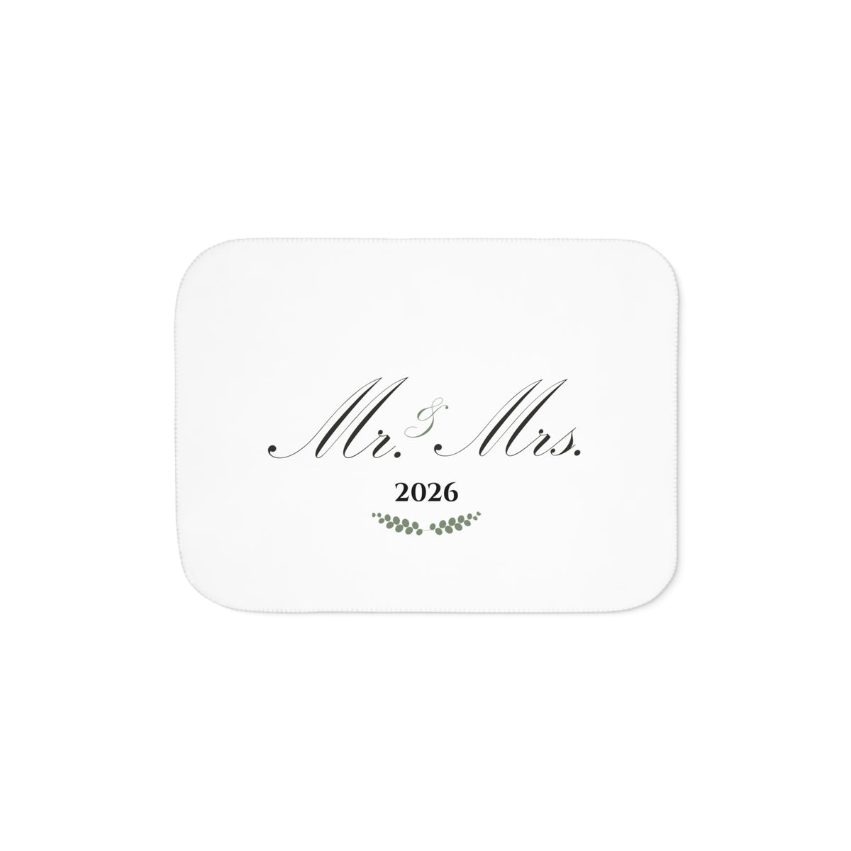 Personalized Mr & Mrs Since 2026 Sherpa Fleece Blanket Eucalyptus