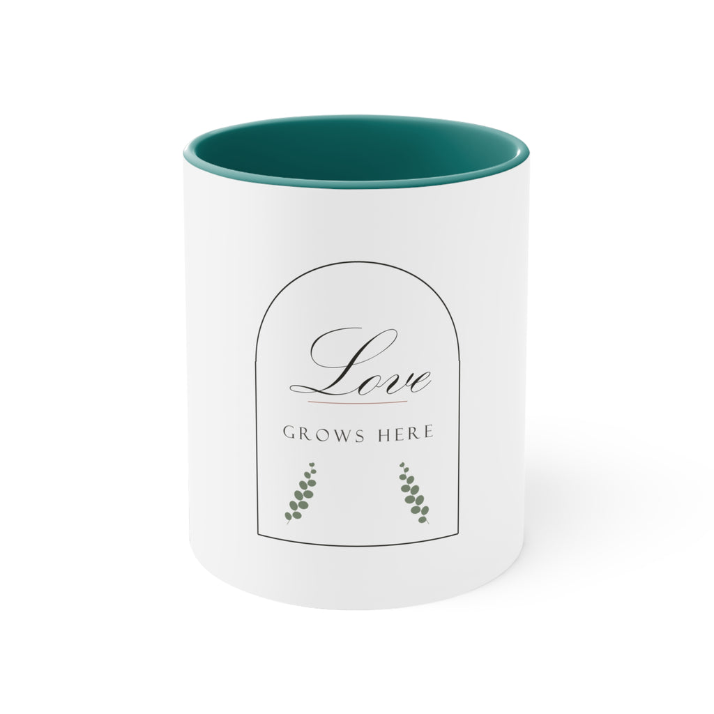Botanical Arch Accent Mug Wedding Gift, Love Grows Here