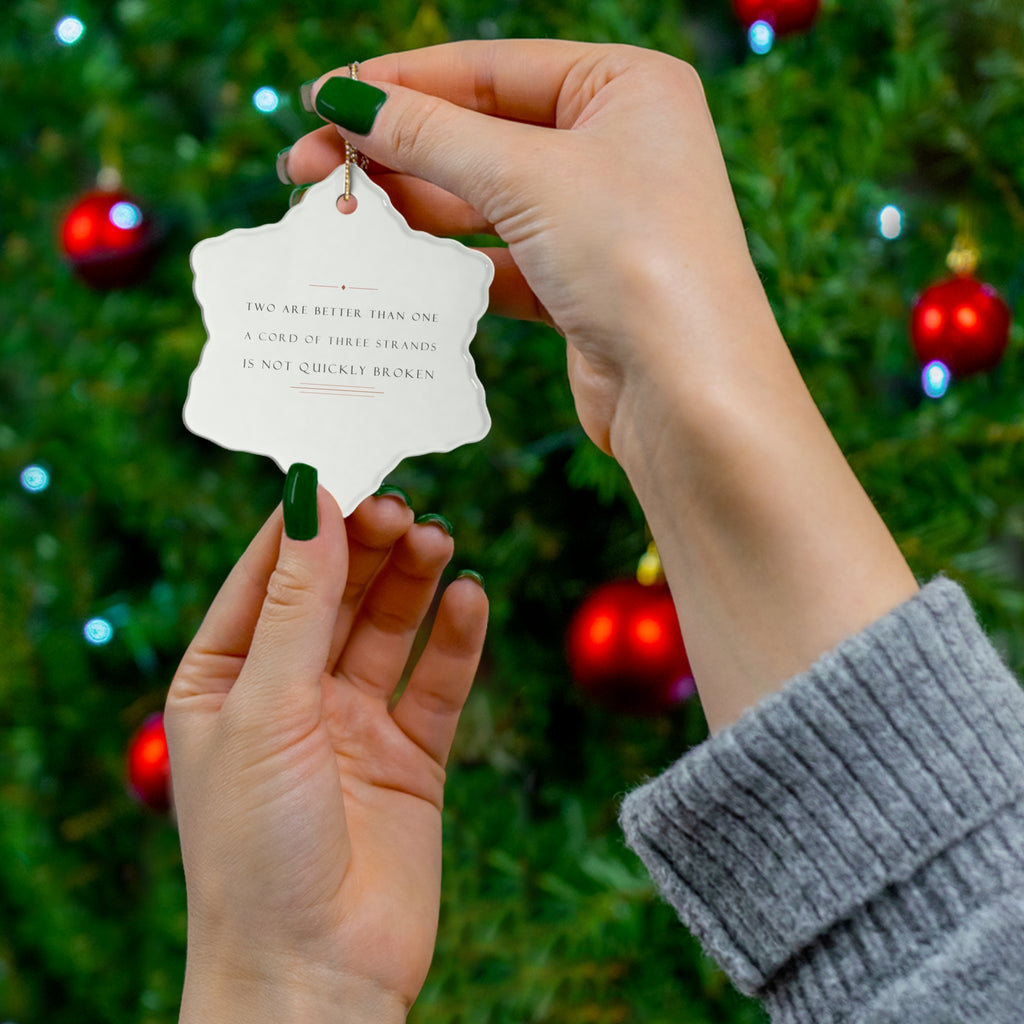 A Cord of Three Strands Bible Verse Wedding Ceramic Ornament