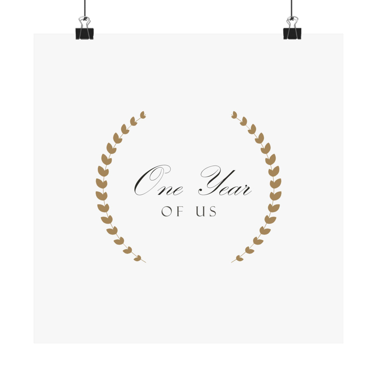 Gold Laurel Wreath First Anniversary Art Print, Paper Gift